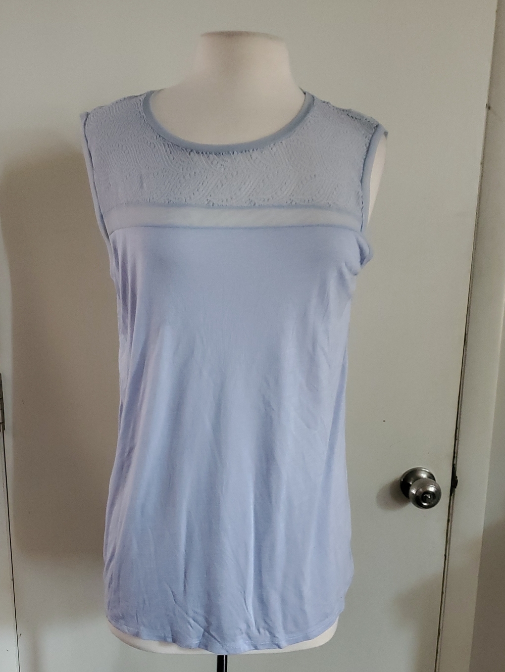 Apt. 9 Pale Blue Sleeveless Lace Yoke Tank